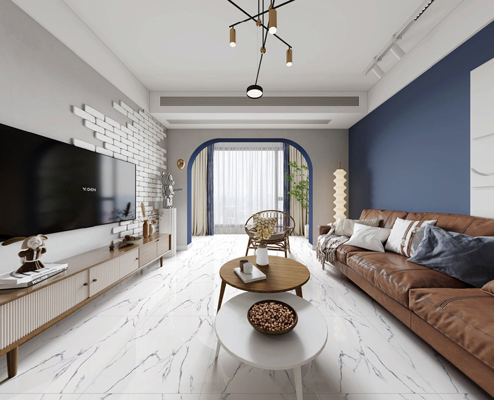中國佛山磁磚 China Foshan Marble Tiles Glossy 大理石磁磚 連紋磁磚 地磚 牆磚 釉面磚 亮光面 B6110 60×60cm