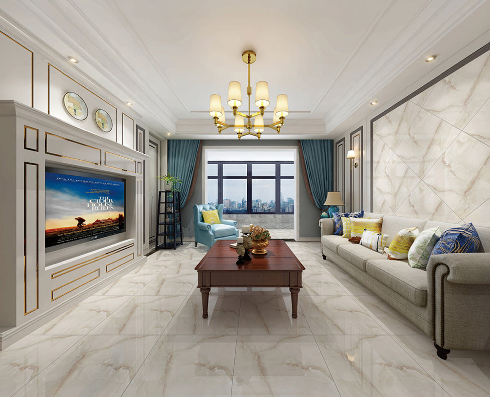 中國佛山磁磚 China Foshan Marble Tiles Glossy 大理石磁磚 連紋磁磚 地磚 牆磚 釉面磚 亮光面 B6112 60×60cm