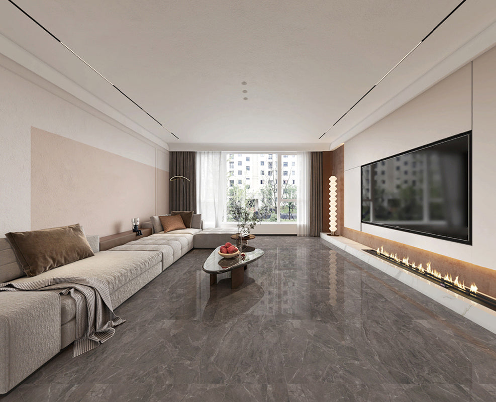 中國佛山磁磚 China Foshan Marble Tiles Glossy 大理石磁磚 連紋磁磚 地磚 牆磚 釉面磚 亮光面 B6687 60×60cm