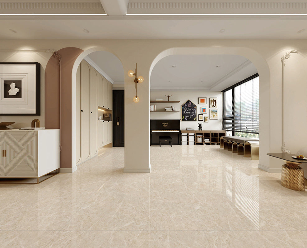 中國佛山磁磚 China Foshan Marble Tiles Glossy 大理石磁磚 連紋磁磚 地磚 牆磚 釉面磚 亮光面 B6691 60×60cm