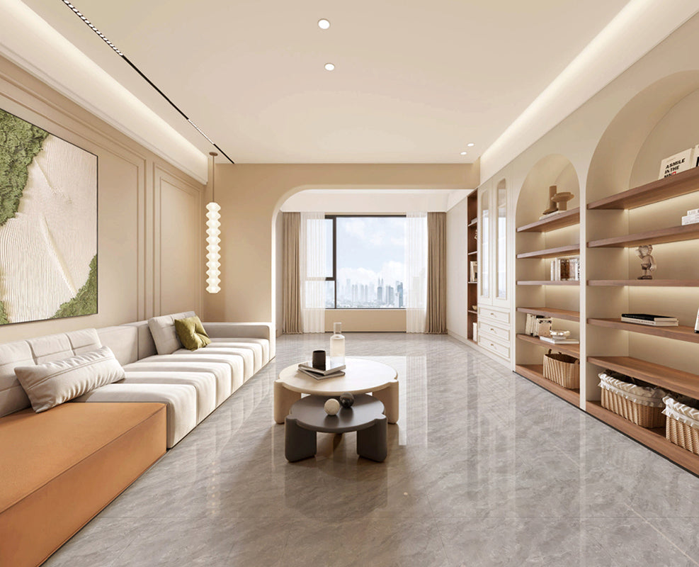 中國佛山磁磚 China Foshan Marble Tiles Glossy 大理石磁磚 連紋磁磚 地磚 牆磚 釉面磚 亮光面 B6883 60×60cm