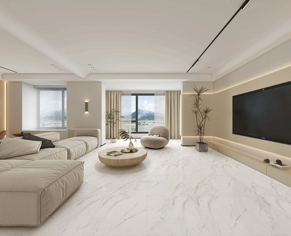中國佛山磁磚 China Foshan Marble Tiles Glossy 大理石磁磚 連紋磁磚 地磚 牆磚 釉面磚 亮光面 B6884 60×60cm