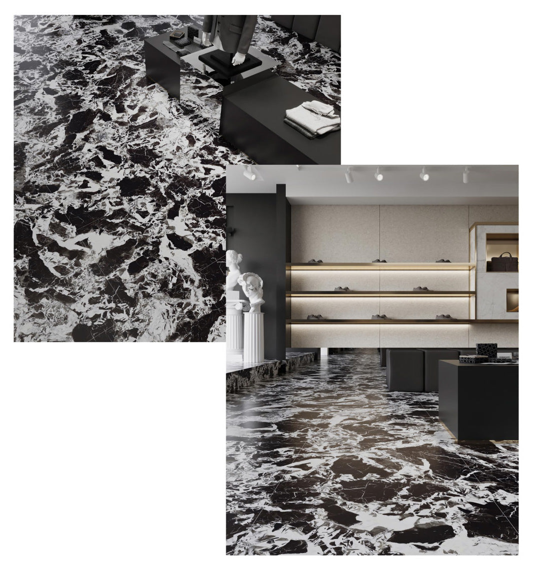 意大利設計磁磚 Italian Design Tiles 賽琳-黑色 CX715T42 75×150cm 地磚 牆磚 柔光磚 Dry grain and throw 半拋幹粒工藝 Dumb and soft face 啞柔面