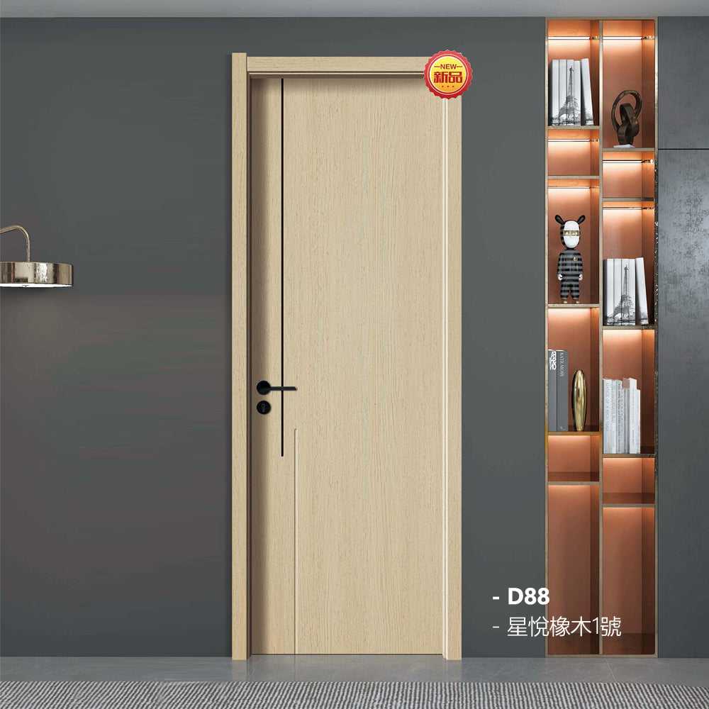 Carbon Crystal Wooden Doors (包木框和門鎖)星悦橡木1號 LS-D88 碳晶門 實木復合門 生態門 現代簡約風格 新西蘭松木門框 50mm