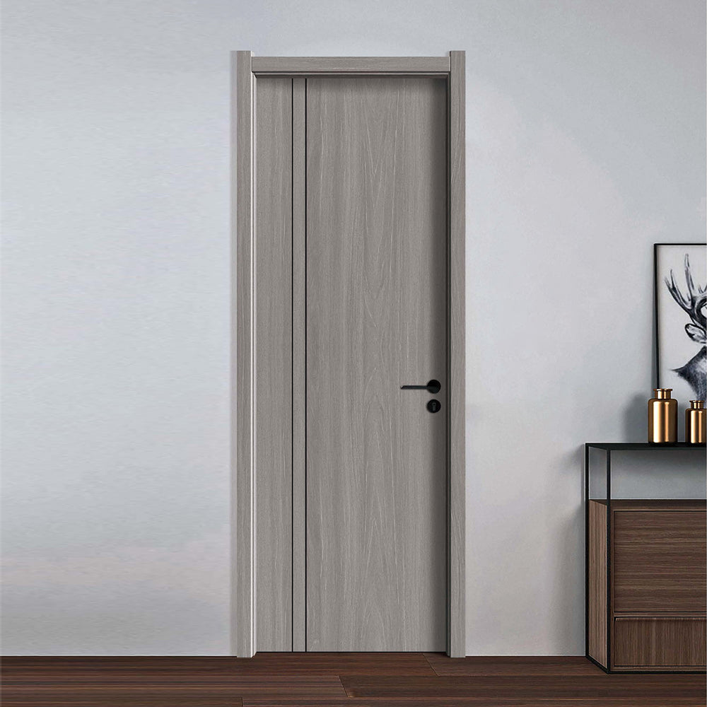 Carbon Crystal Wooden Doors (包木框和門鎖)莫蘭迪灰LS-E3011 碳晶門 實木復合門 生態門 現代簡約風格 新西蘭松木門框 70mm