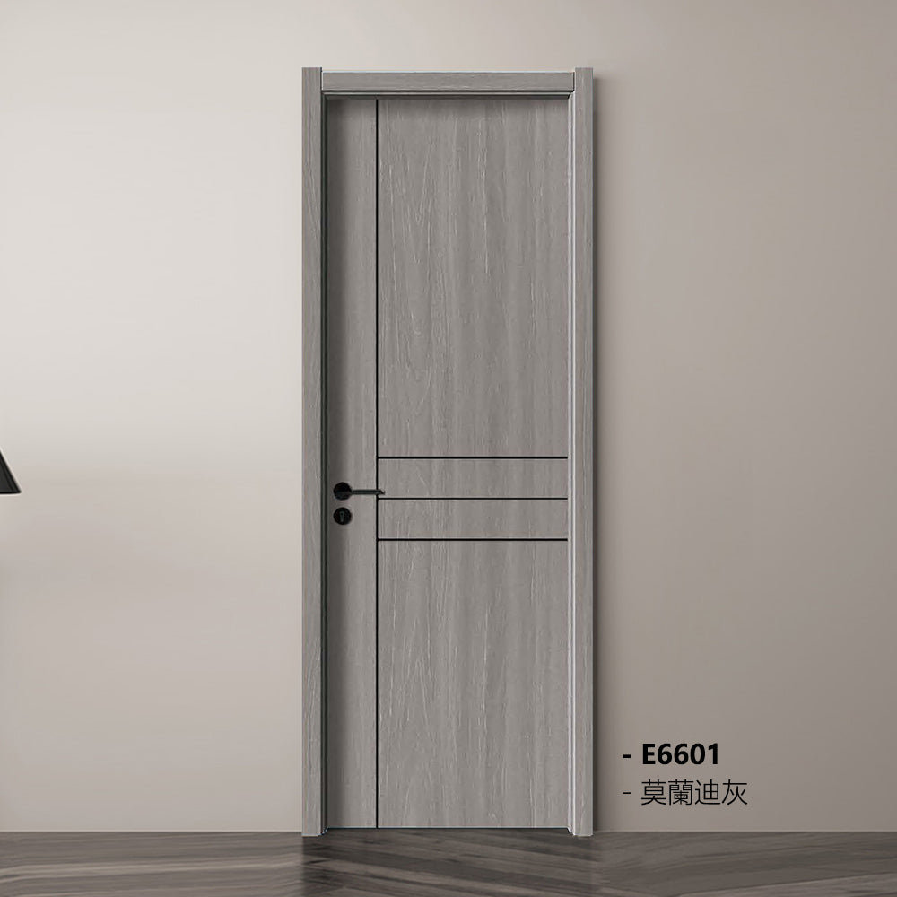 Carbon Crystal Wooden Doors (包木框和門鎖)莫蘭迪灰LS-E6601 碳晶門 實木復合門 生態門 現代簡約風格 新西蘭松木門框 70mm