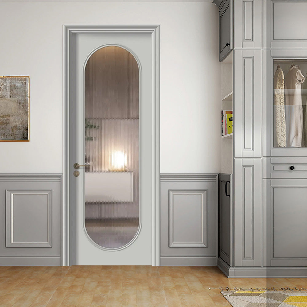 Solid Wood Doors with Painting Interior Doors Morden Style 實木焗漆門 房間門 FS-2803 圓弧造型 包門鎖 一體鎖 包門框 多色可選 法式玻璃門 現代風格 莫蘭迪色系