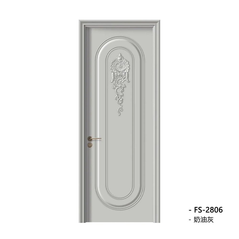 Solid Wood Doors with Painting Interior Doors Morden Style 實木焗漆門 房間門 FS-2806 圓弧造型 包門鎖 一體鎖 包門框 多色可選 法式玻璃門 現代風格 莫蘭迪色系