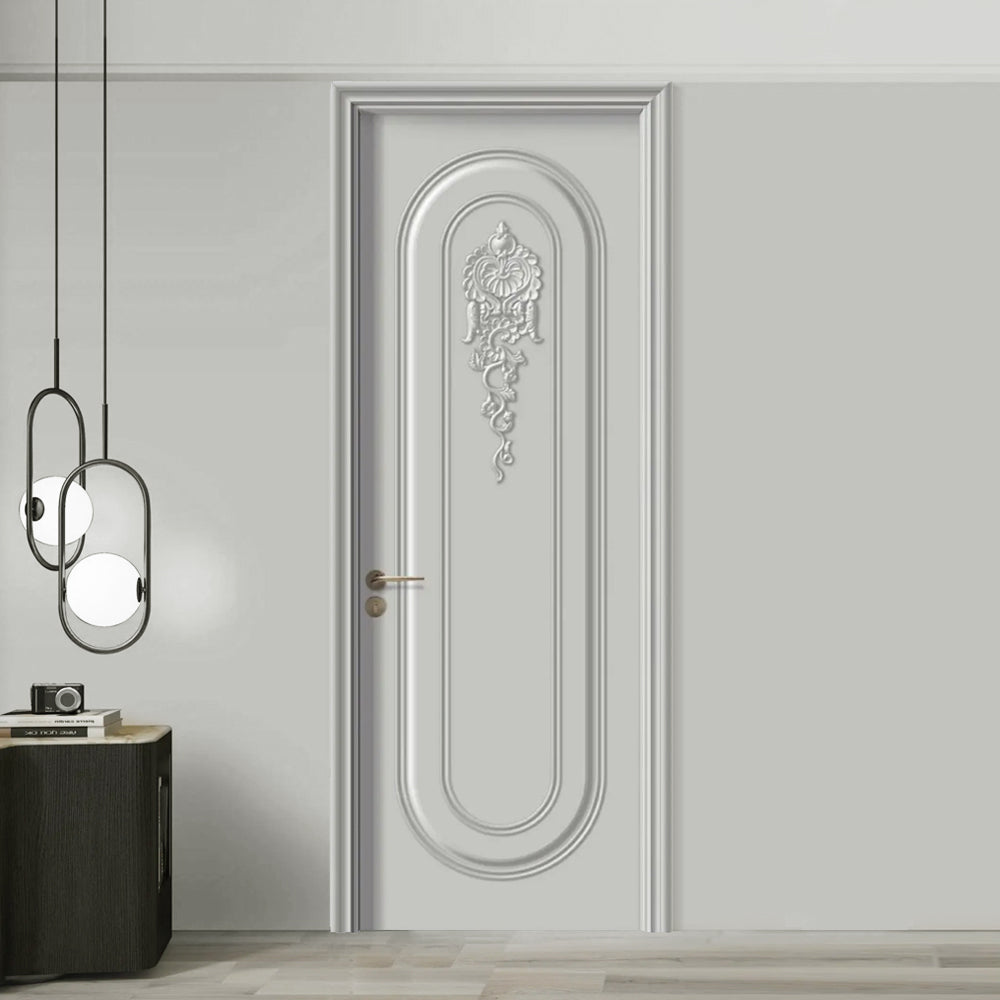 Solid Wood Doors with Painting Interior Doors Morden Style 實木焗漆門 房間門 FS-2806 圓弧造型 包門鎖 一體鎖 包門框 多色可選 法式玻璃門 現代風格 莫蘭迪色系