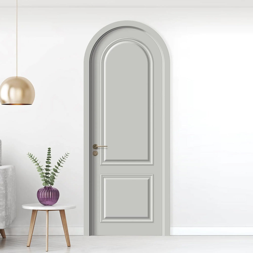 Solid Wood Doors with Painting Interior Doors Morden Style 實木焗漆門 房間門 FS-3501 圓弧造型 包門鎖 一體鎖 包門框 多色可選 法式玻璃門 現代風格 莫蘭迪色系