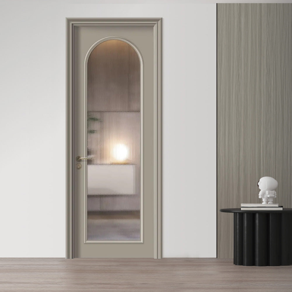 Solid Wood Doors with Painting Interior Doors Morden Style 實木焗漆門 房間門 FS-3505 圓弧造型 包門鎖 一體鎖 包門框 多色可選 法式玻璃門 現代風格 莫蘭迪色系
