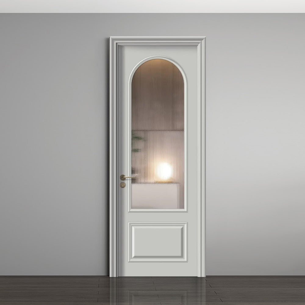 Solid Wood Doors with Painting Interior Doors Morden Style 實木焗漆門 房間門 FS-3506 圓弧造型 包門鎖 一體鎖 包門框 多色可選 法式玻璃門 現代風格 莫蘭迪色系