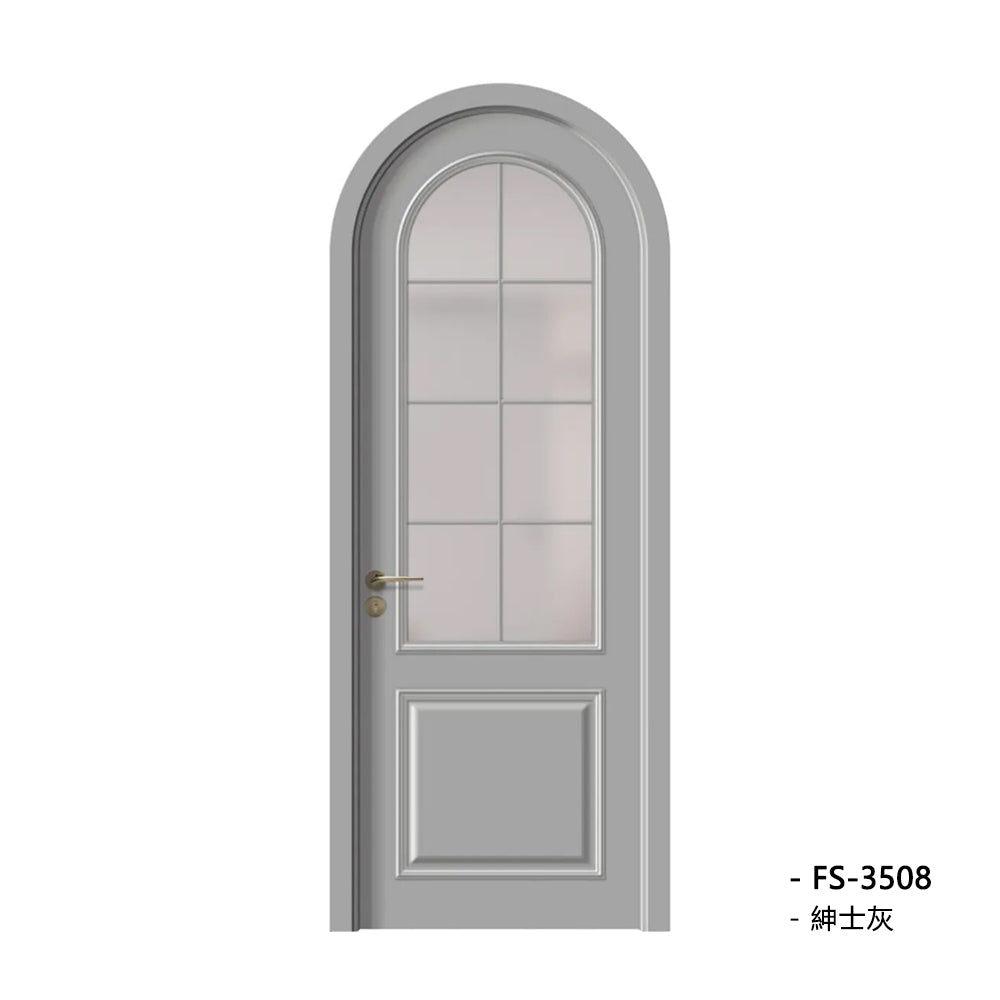 Solid Wood Doors with Painting Interior Doors Morden Style 實木焗漆門 房間門 FS-3508 圓弧造型 包門鎖 一體鎖 包門框 多色可選 法式玻璃門 現代風格 莫蘭迪色系