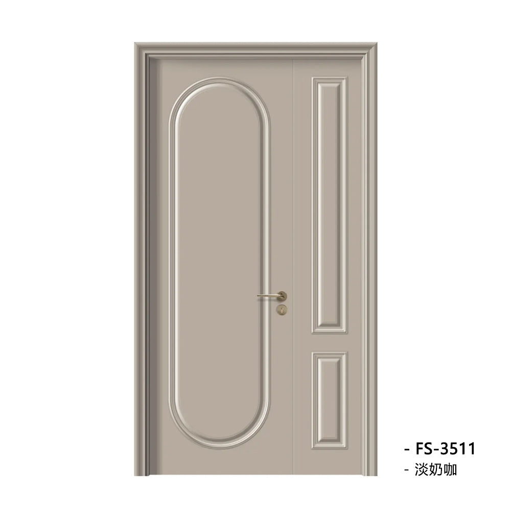 Solid Wood Doors with Painting Interior Doors Morden Style 實木焗漆門 房間門 FS-3511 圓弧造型 包門鎖 一體鎖 包門框 多色可選 現代風格 莫蘭迪色系
