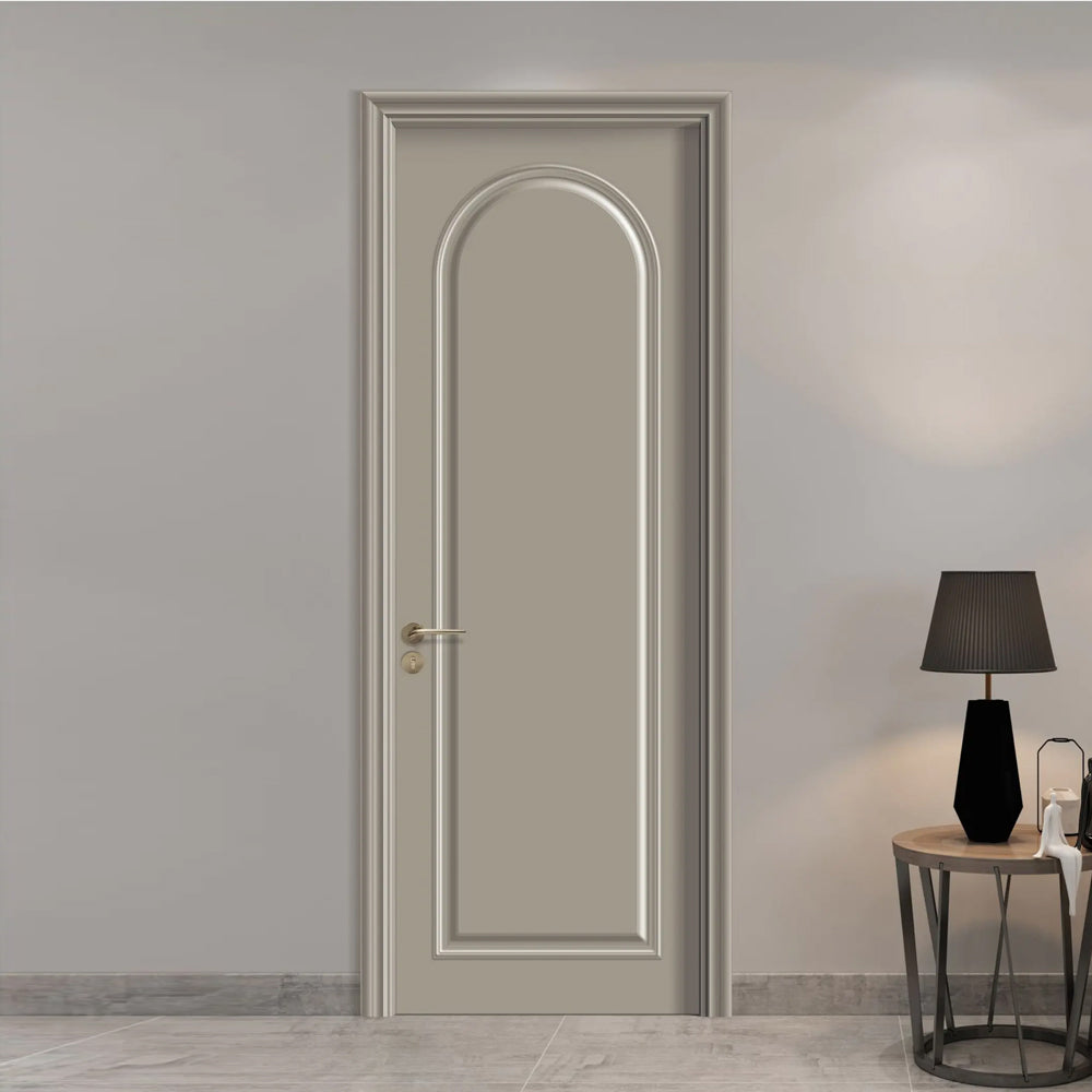 Solid Wood Doors with Painting Interior Doors Morden Style 實木焗漆門 房間門 FS-3512 圓弧造型 包門鎖 一體鎖 包門框 多色可選 現代風格 莫蘭迪色系