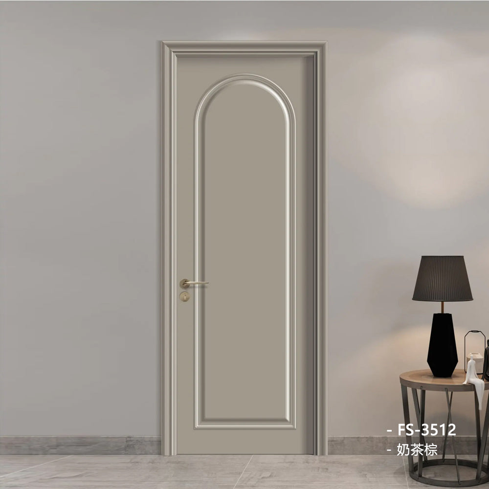 Solid Wood Doors with Painting Interior Doors Morden Style 實木焗漆門 房間門 FS-3512 圓弧造型 包門鎖 一體鎖 包門框 多色可選 現代風格 莫蘭迪色系