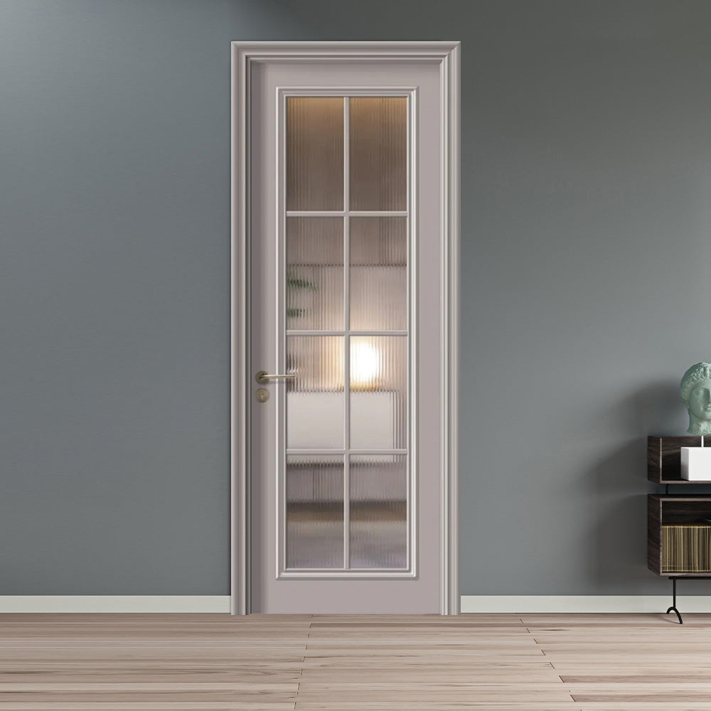 Solid Wood Doors with Painting Interior Doors Morden Style 實木焗漆門 房間門 FS-4506 圓弧造型 包門鎖 一體鎖 包門框 多色可選 法式玻璃門 現代風格 莫蘭迪色系