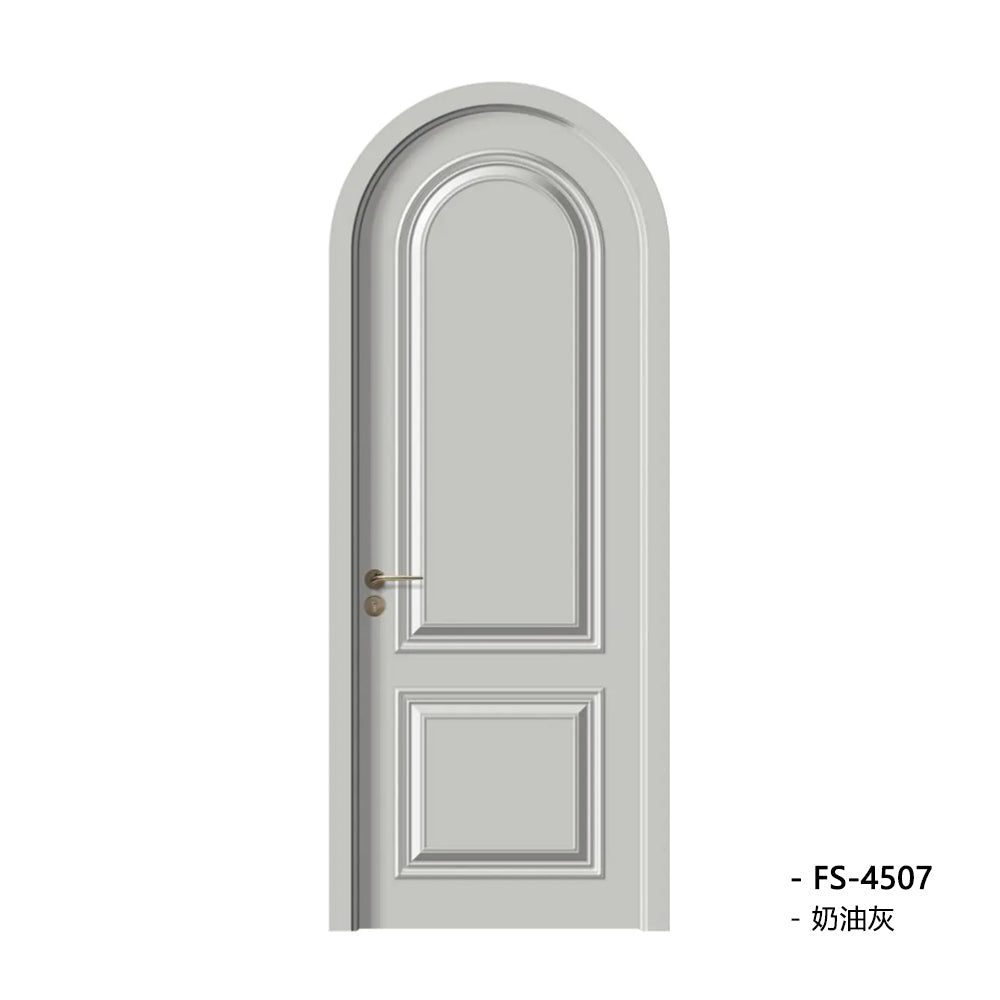 Solid Wood Doors with Painting Interior Doors Morden Style 實木焗漆門 房間門 FS-4507 圓弧造型 包門鎖 一體鎖 包門框 多色可選 法式玻璃門 現代風格 莫蘭迪色系