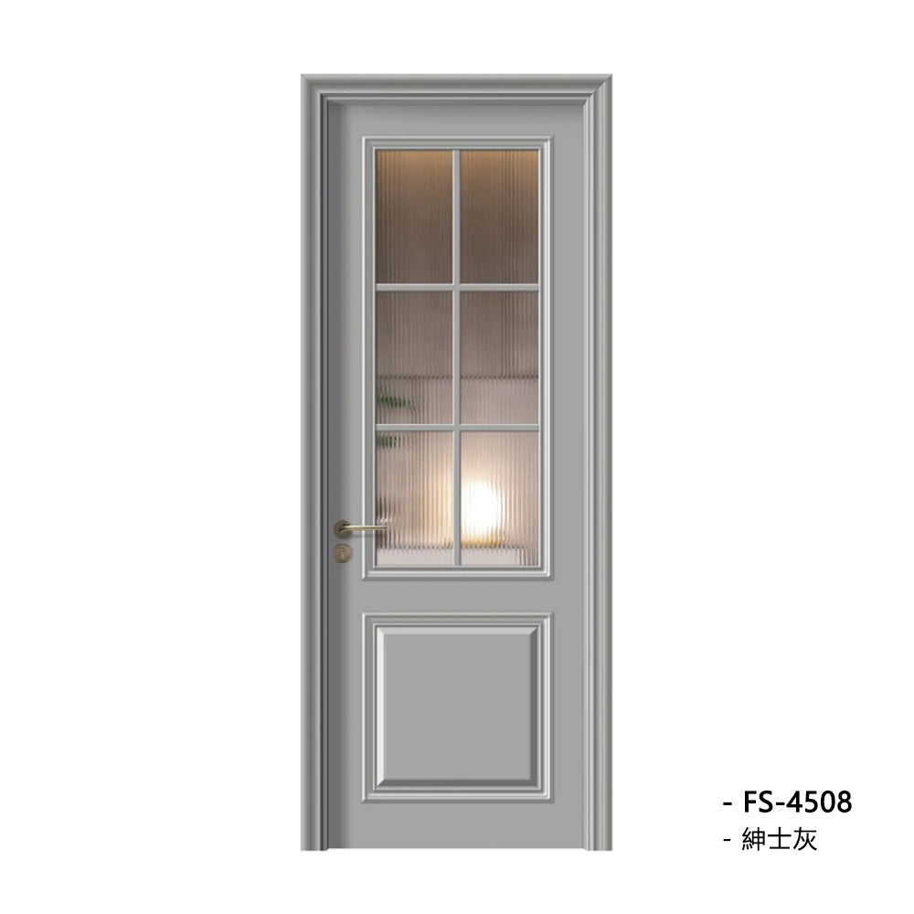 Solid Wood Doors with Painting Interior Doors Morden Style 實木焗漆門 房間門 FS-4508 圓弧造型 包門鎖 一體鎖 包門框 多色可選 法式玻璃門 現代風格 莫蘭迪色系
