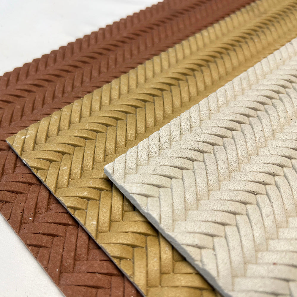 Flexible Stone 軟瓷 Veneer Sheet Interior and Exterior 柔性石材 真石質感 防水防潮 室內戶外可用 編織紋150x60cm土黃056A米白052紅