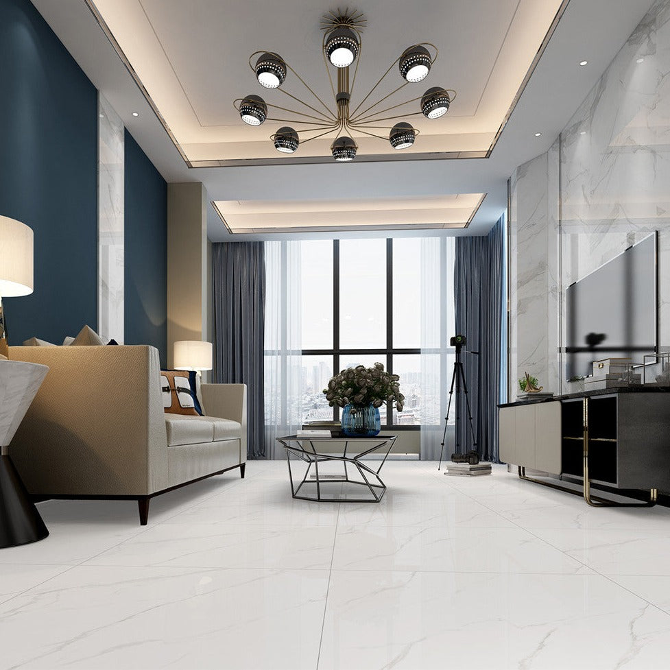 中國佛山瓷磚 China Foshan Marble Tiles Glossy 大理石瓷磚 連紋瓷磚 地磚 墻磚 釉面磚 亮光面 麥克白 CP8512 80×80cm