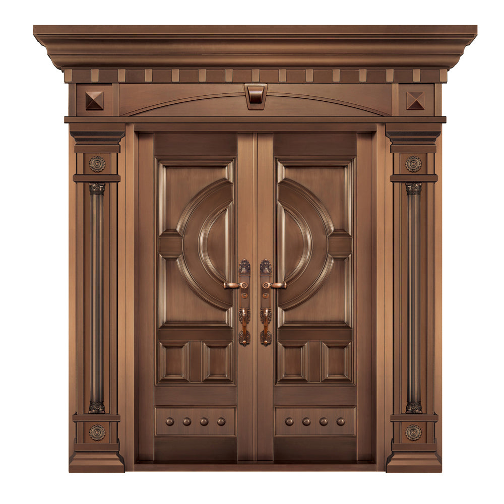 Entrance Doors 大門 入戶門 JD-2006Y 經典鋼銅門 Front Doors Exterior doors 不鏽鋼大門 表面鍍銅工藝 別墅大門 包框包鎖 多色可選