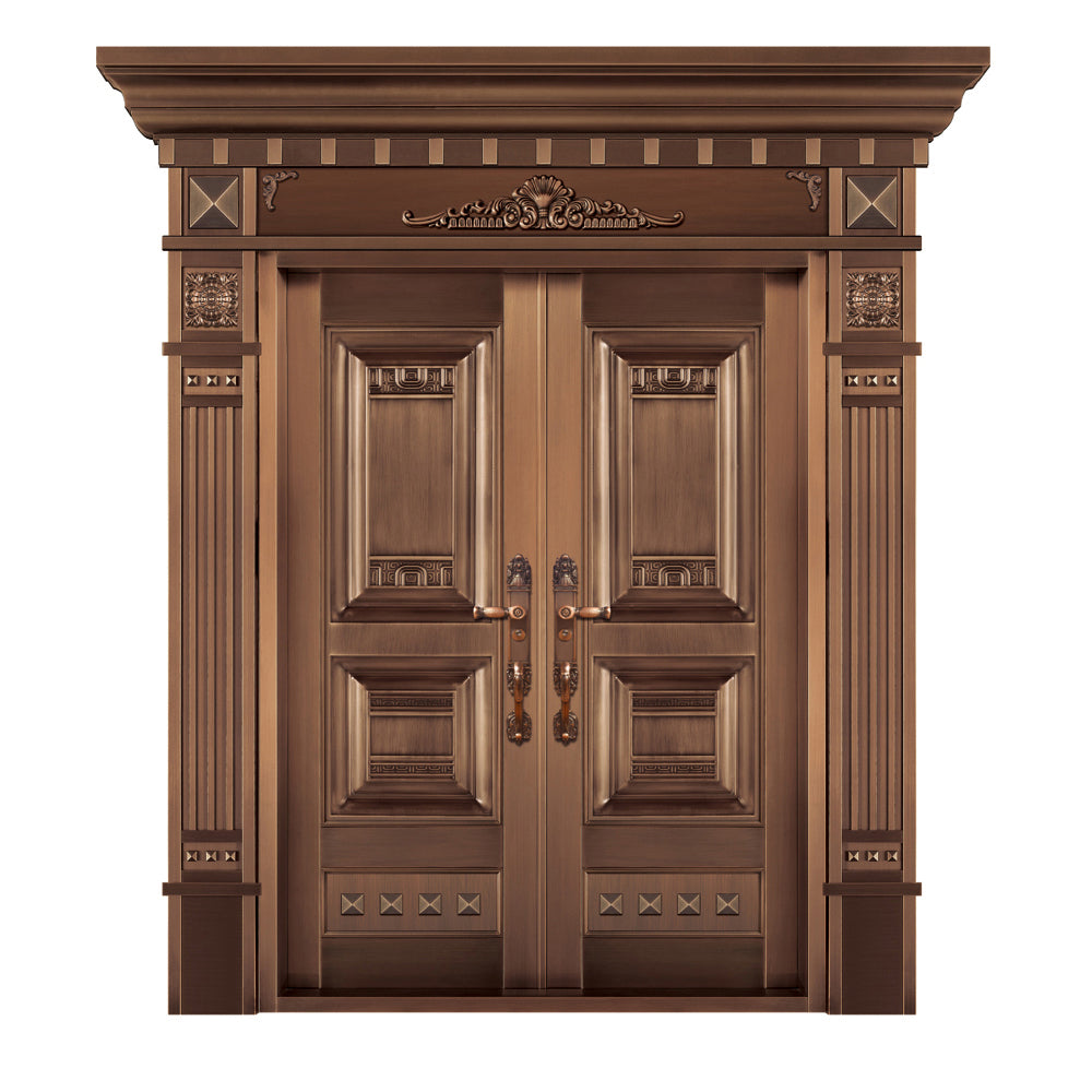 Entrance Doors 大門 入戶門 JD-2013Y 經典鋼銅門 Front Doors Exterior doors 不鏽鋼大門 表面鍍銅工藝 別墅大門 包框包鎖 多色可選