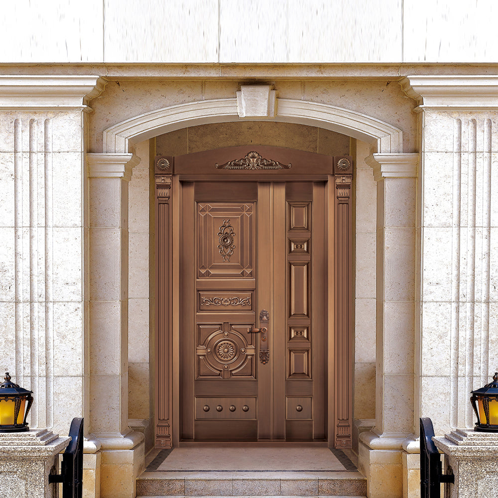Entrance Doors 大門 入戶門 JD-2018Y 經典鋼銅門 Front Doors Exterior doors 不鏽鋼大門 表面鍍銅工藝 別墅大門 包框包鎖 多色可選