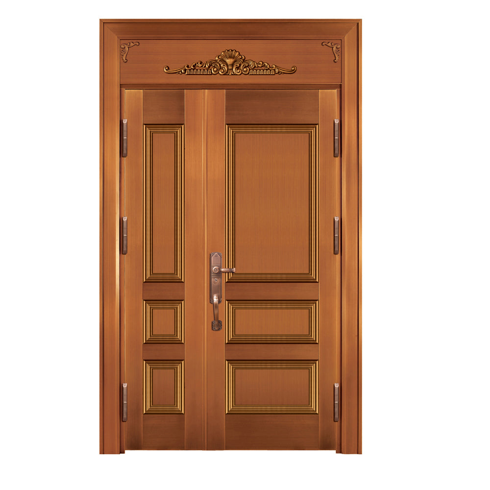 Entrance Doors 大門 入戶門 JD-2020P 經典鋼銅門 Front Doors Exterior doors 不鏽鋼大門 表面鍍銅工藝 別墅大門 包框包鎖 多色可選
