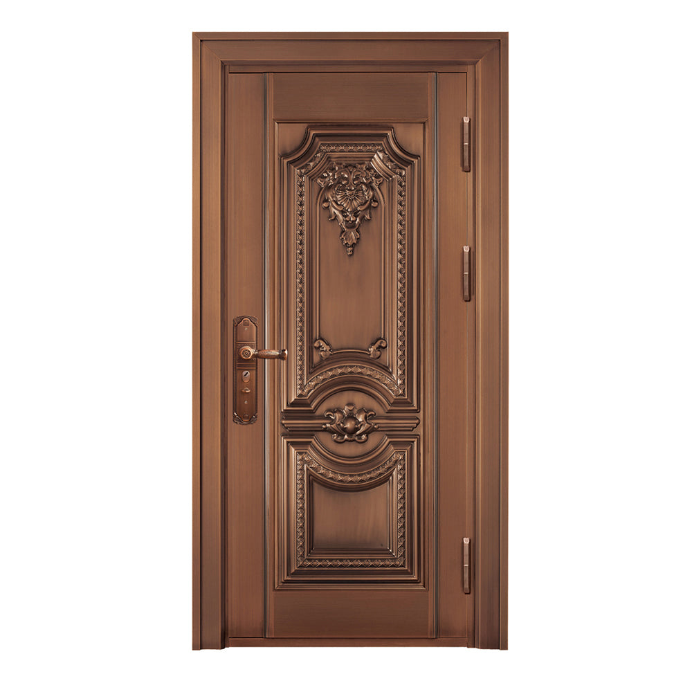 Entrance Doors 大門 入戶門 JD-2024Y 經典鋼銅門 Front Doors Exterior doors 不鏽鋼大門 表面鍍銅工藝 別墅大門 包框包鎖 多色可選