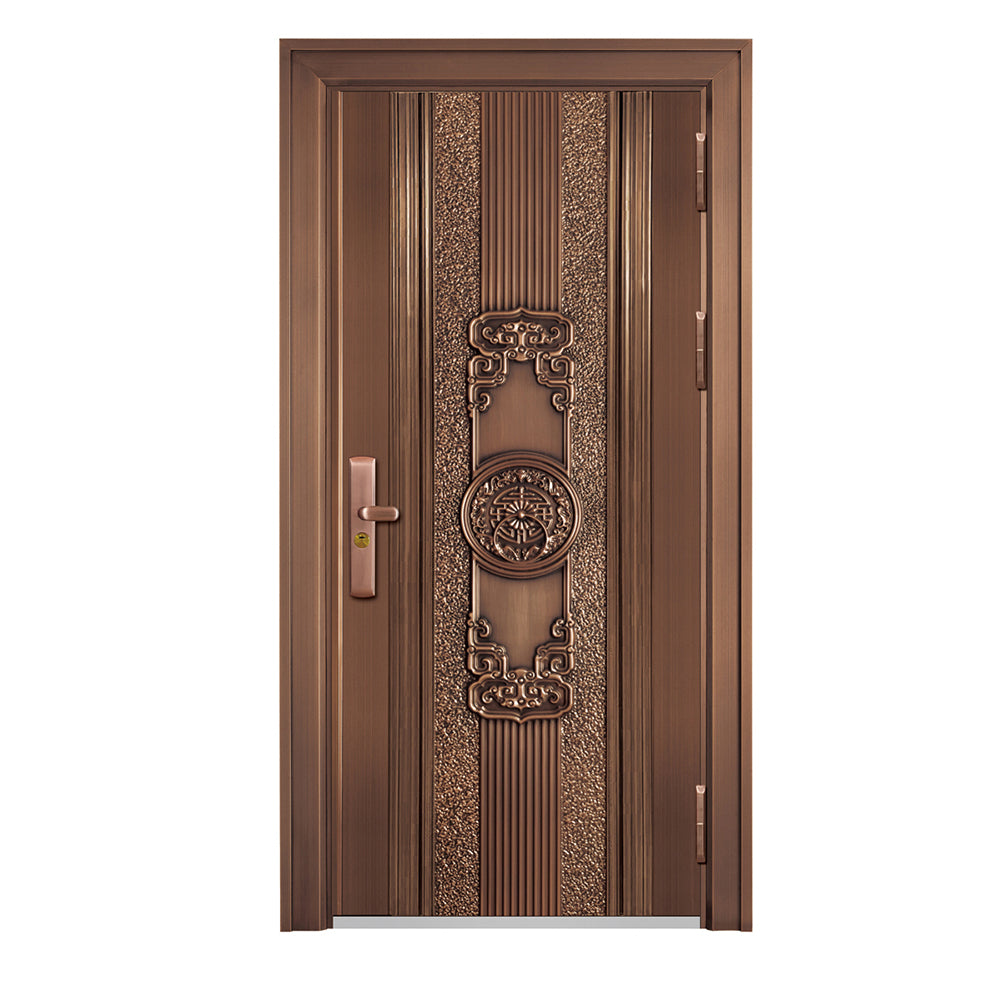 Entrance Doors 大門 入戶門 JD-2028Y 經典鋼銅門 Front Doors Exterior doors 不鏽鋼大門 表面鍍銅工藝 別墅大門 包框包鎖 多色可選