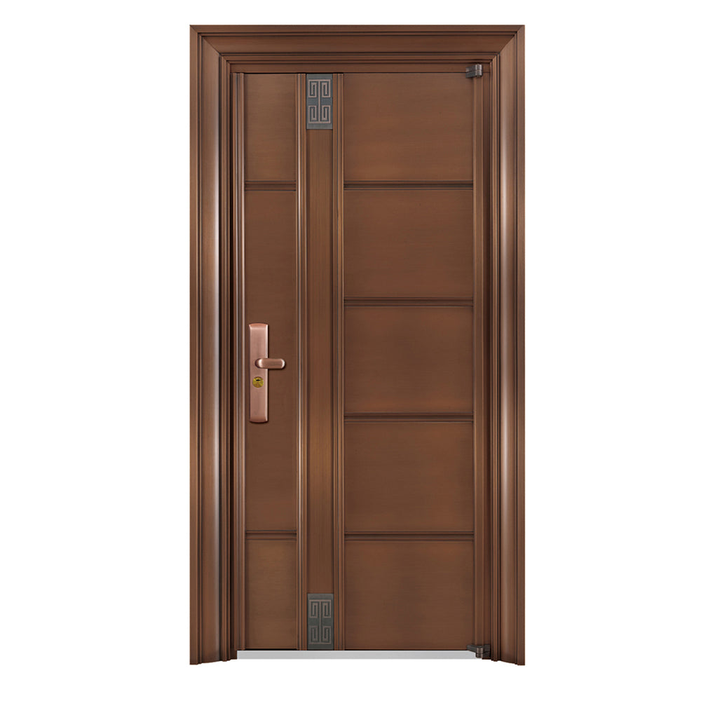 Entrance Doors 大門 入戶門 JY-2051P 簡約鋼銅門 Front Doors Exterior doors 不鏽鋼大門 表面鍍銅工藝 別墅大門 包框包鎖 多色可選