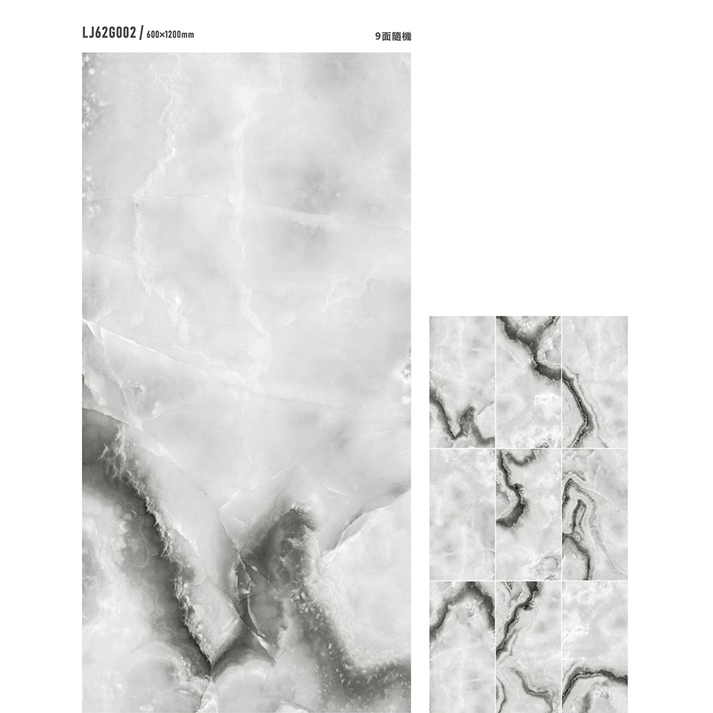意大利設計瓷磚 Italian Design Tiles 奢石系列 LJ62G002 斯米蘭玉 60x120cm Luxury Marble tiles 亮光磚 Gloss Tiles 地磚 墻磚 Porcelain Tiles