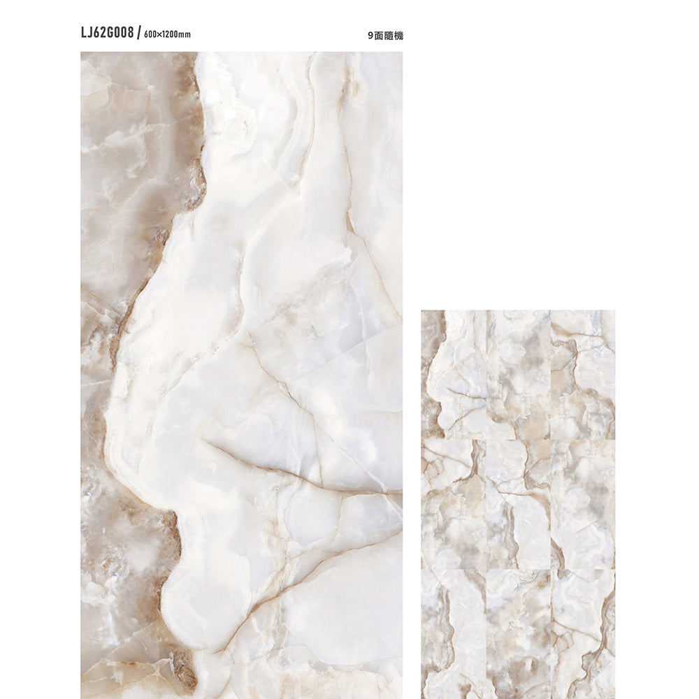 意大利設計瓷磚 Italian Design Tiles 奢石系列 LJ62G008 瑪瑙赫 60x120cm Luxury Marble tiles 亮光磚 Gloss Tiles 地磚 墻磚 Porcelain Tiles