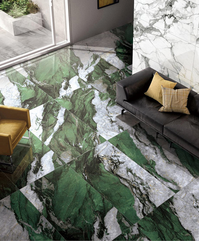 意大利設計瓷磚 Italian Design Tiles 奢石系列 LJ62G203 阿爾卑斯綠 60x120cm Luxury Marble tiles 亮光磚 Gloss Tiles 地磚 墻磚 Porcelain Tiles