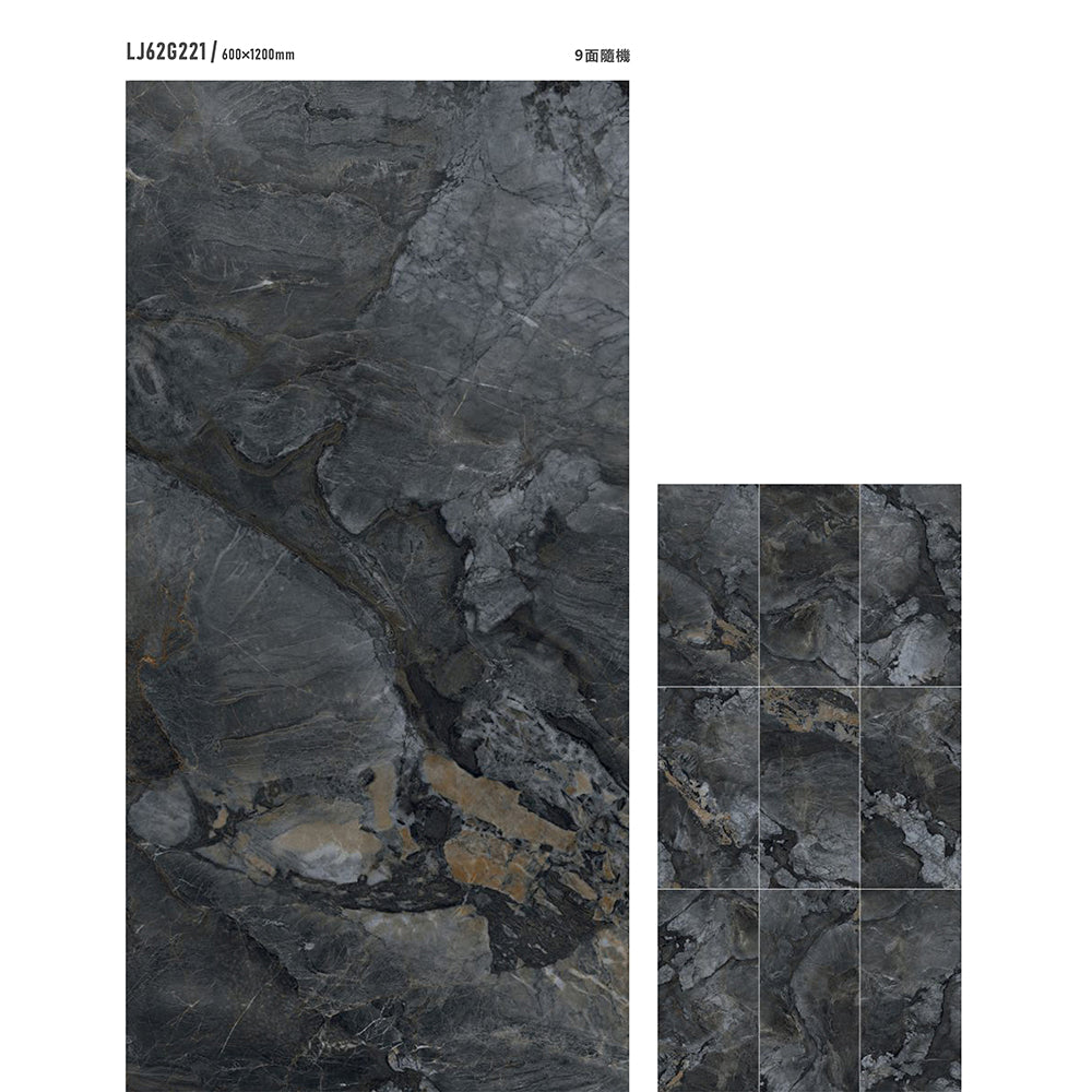 意大利設計瓷磚 Italian Design Tiles 奢石系列 LJ62G221 阿爾卑斯灰 60x120cm Luxury Marble tiles 亮光磚 Gloss Tiles 地磚 墻磚 Porcelain Tiles