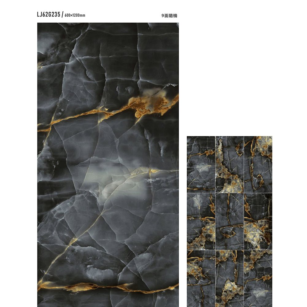 意大利設計瓷磚 Italian Design Tiles 奢石系列 LJ62G235 巴比藍玉 60x120cm Luxury Marble tiles 亮光磚 Gloss Tiles 地磚 墻磚 Porcelain Tiles