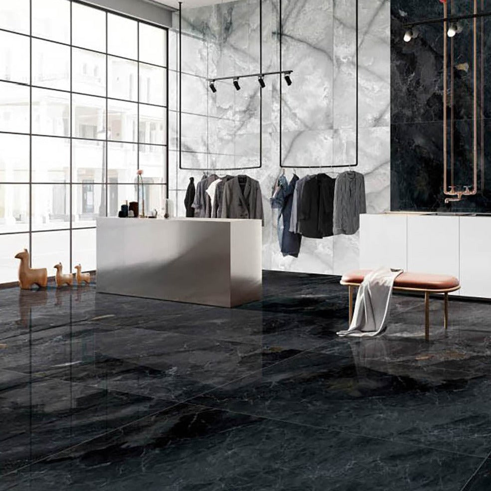 意大利設計瓷磚 Italian Design Tiles 奢石系列 LJ75G005 梵高灰 75x150cm Luxury Marble tiles 亮光磚 Gloss Tiles 地磚 墻磚 Porcelain Tiles