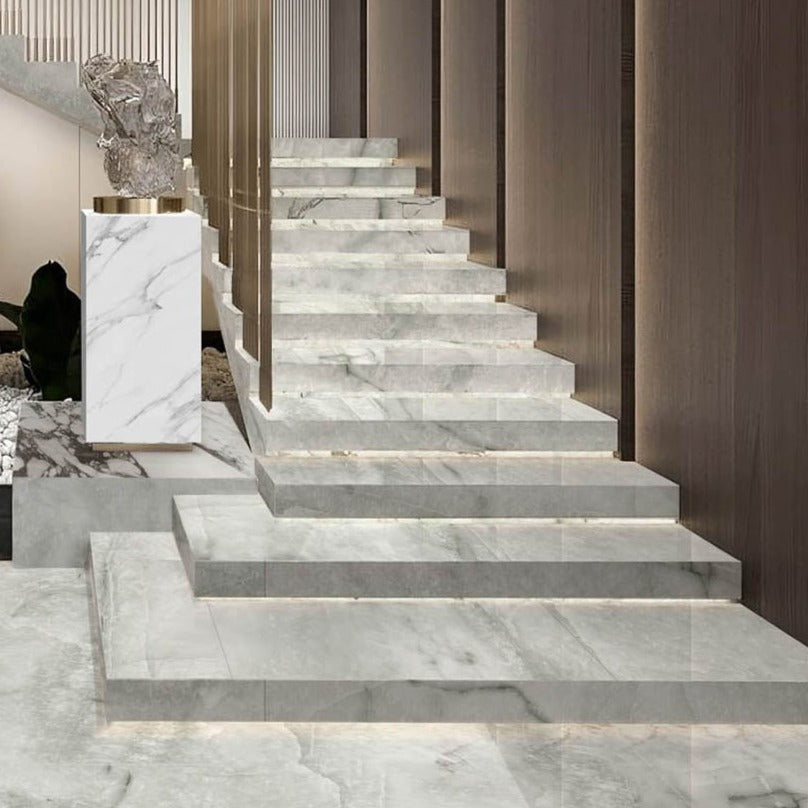意大利設計瓷磚 Italian Design Tiles 奢石系列 LJ75G006 冰絲灰 75x150cm Luxury Marble tiles 亮光磚 Gloss Tiles 地磚 墻磚 Porcelain Tiles