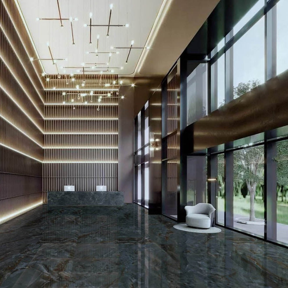 意大利設計瓷磚 Italian Design Tiles 奢石系列 LJ75G201 深海藍玉 75x150cm Luxury Marble tiles 亮光磚 Gloss Tiles 地磚 墻磚 Porcelain Tiles