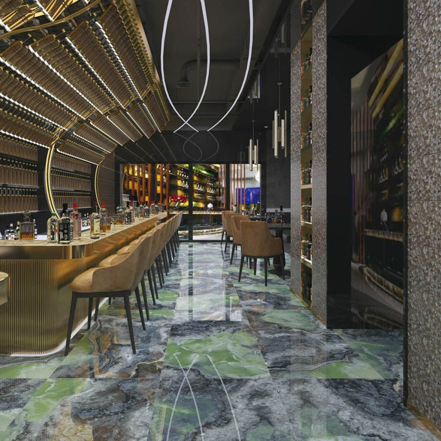 意大利設計瓷磚 Italian Design Tiles 奢石系列 LJ75G205 蒼蘭翡翠玉 75x150cm Luxury Marble tiles 亮光磚 Gloss Tiles 地磚 墻磚 Porcelain Tiles