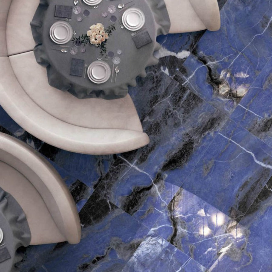 意大利設計瓷磚 Italian Design Tiles 奢石系列 LJ75G241 巴西藍 75x150cm Luxury Marble tiles 亮光磚 Gloss Tiles 地磚 墻磚 Porcelain Tiles
