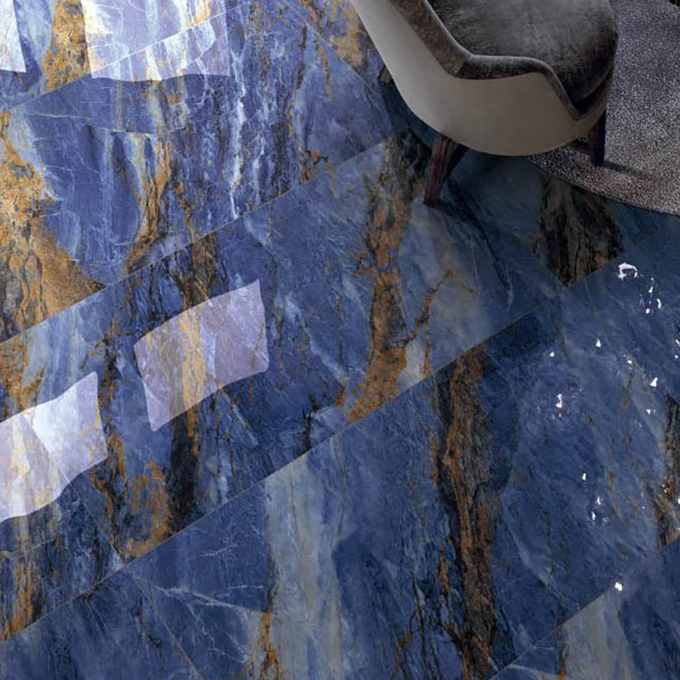 意大利設計瓷磚 Italian Design Tiles 奢石系列 LJ75G242 艾爾海藍 75x150cm Luxury Marble tiles 亮光磚 Gloss Tiles 地磚 墻磚 Porcelain Tiles