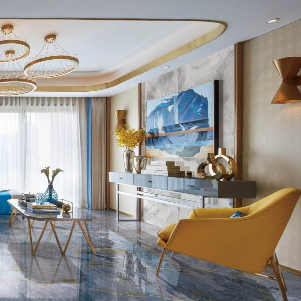 意大利設計瓷磚 Italian Design Tiles 奢石系列 LJ75G249 冰絲藍 75x150cm Luxury Marble tiles 亮光磚 Gloss Tiles 地磚 墻磚 Porcelain Tiles