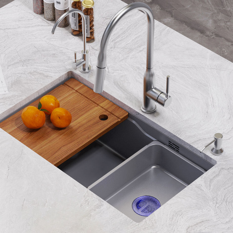 Bowl Round Sink 304 Stainless Steel Undermount PVD Nanotechnology Kitchen Sink (包龍頭)方形水槽 304不鏽鋼水槽 納米塗層 灰色 防污潔淨 大單槽 鋅盤 櫥櫃專用 廚房五金OC-4