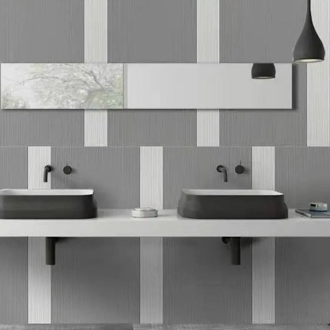 意大利設計瓷磚 Italian Design Tiles 純白LY系列 模具磚 墻磚 Dimensional Tiles Porcelain Tile 直線拉槽工藝 超高白度瓷磚 全瓷磚坯 藝術瓷磚