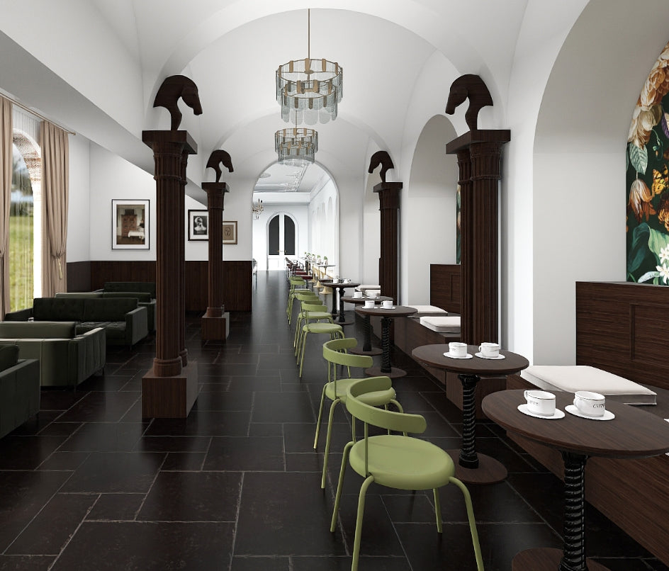 Italian Design RMS-246-8 玄武黑 古堡石 Pietra Antica Tiles 地磚 Floor Tiles 20×20 20×40 40×40 40×60cm 規格拼裝 自然石紋質感