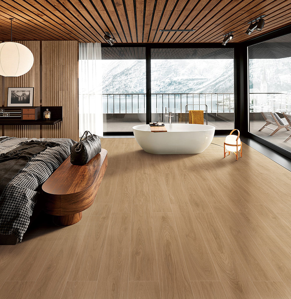 中國佛山磁磚 FOSHAN Tiles Wood Grain Brick Matt Tiles 木紋磚 地磚 墻磚 啞光磚 直邊磚 RMW12235A 20×120cm