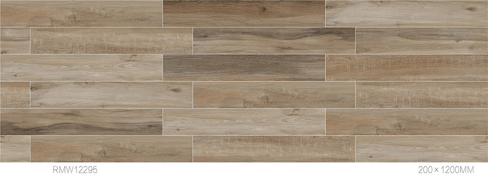 中國佛山磁磚 FOSHAN Tiles Wood Grain Brick Matt Tiles 木紋磚 地磚 墻磚 啞光磚 直邊磚 RMW12295A 20×120cm