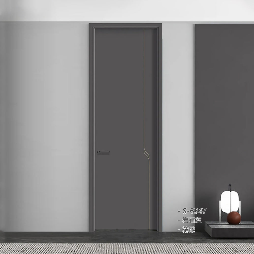 Carbon Crystal Wooden Doors Z50(包木框和門鎖)碳晶門 實木複合門 生態門 現代簡約風格 岩石灰 S-6347
